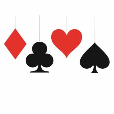 12x stuks kaartspel/casino speelkaarten decoratie hangers