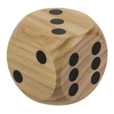 1x houten dobbelstenen 6 x 6 cm