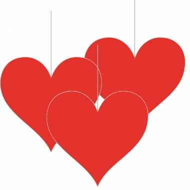 5x stuks hangversiering harten/hartje 17 cm