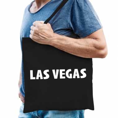 Katoenen usa/wereldstad tasje las vegas zwart